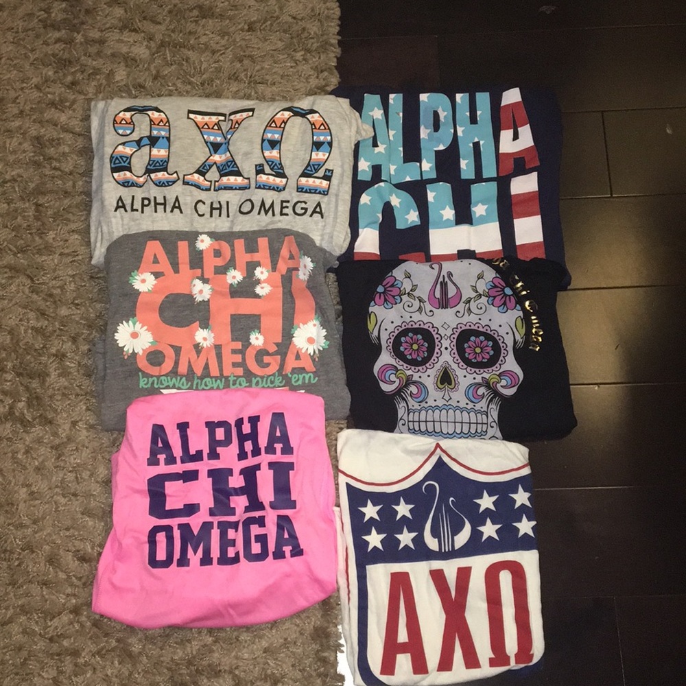 Lot of 6 Alpha Chi Omega (AXO) shirts